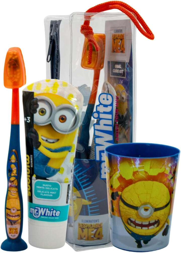 Marvel Spiderman Kids Toothbrush Set - Soft-Bristle Toothbrush with Suction Cup & Protective Cap, Mint-Flavoured Toothpaste, and Multi-Purpose Beaker | Travel-Ready Oral Care Kit for Children Ages 3+