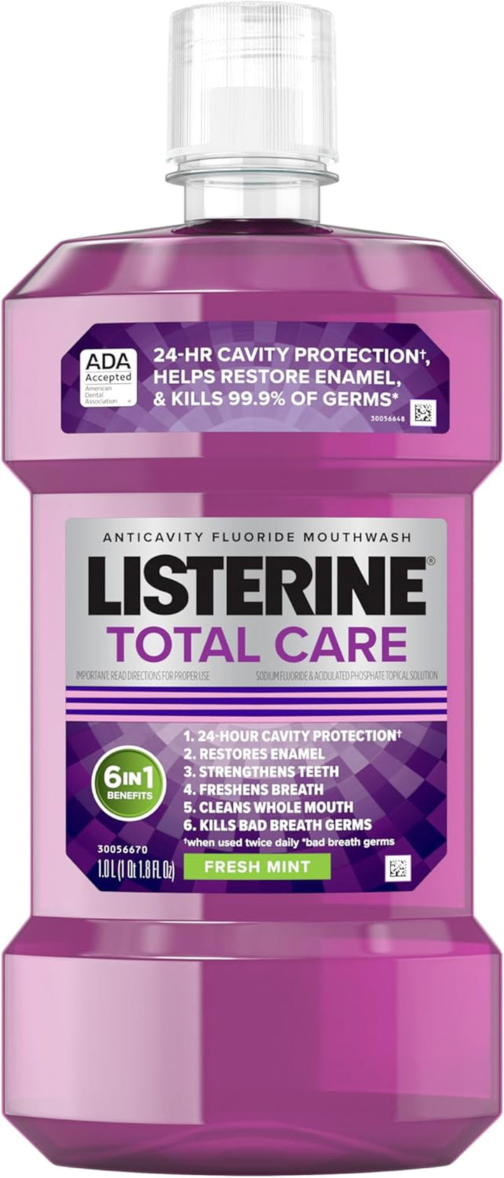 Total Care Milder Taste (Zero Alcohol) Antibacterial Mouthwash (500Ml), Caring and Cleansing Mouthwash to Freshen Breath with 10-In-1 Benefits