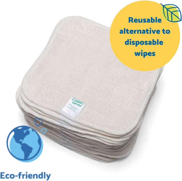 - 25 Washable Bamboo Terry Cloth Wipes, 15X15Cm Reusable White Pack, Perfect for Baby'S Hands and Face, Absorbent, Super Soft and Naturally Anti-Bacterial | Eco Friendly