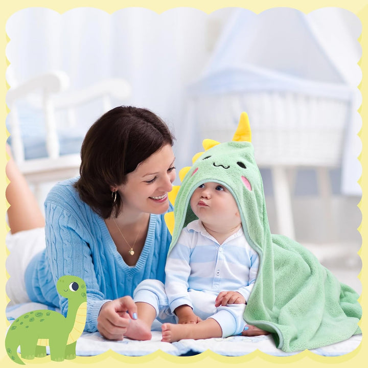 Hooded Baby Towel,80X80Cm Animal Design Baby Bath Towel with Hood for Newborn Boys and Girls(Green)