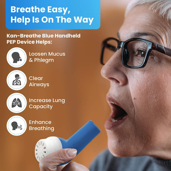 Natural Lung Exerciser & Mucus Removal Device - Naturally Clear Mucus from Airways & Improve Lung Capacity with This Opep Respiratory Breathing Exercise Device - Made in Australia – Blue