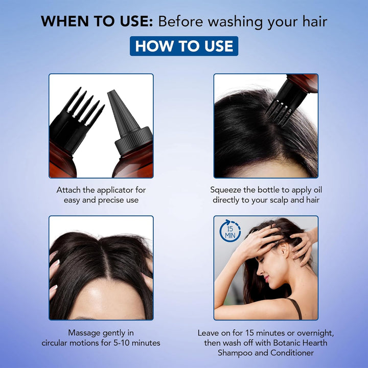 100% Pure Rosemary Oil for Hair Growth Infused with Biotin | Hair Strenghtening Treatment | Nourishing & Volumizing | with Jojoba Oil & Castor Oil | Non GMO Verified | 6.7 Fl Oz