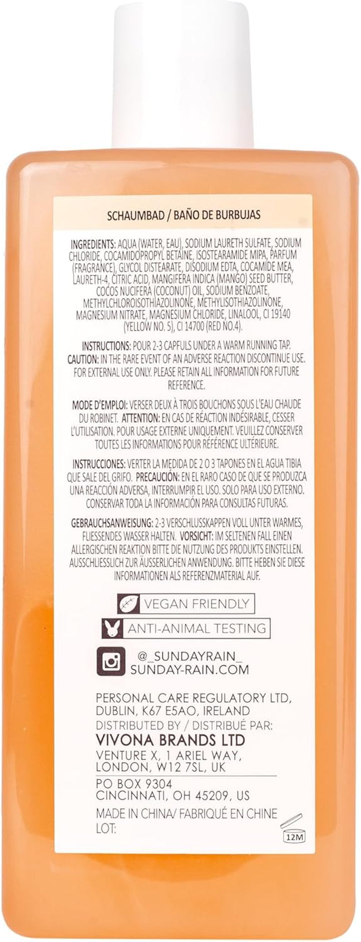 Nourishing Luxury Uplifting Tropical Bubble Bath with Mango Butter and Coconut Oil, 450Ml