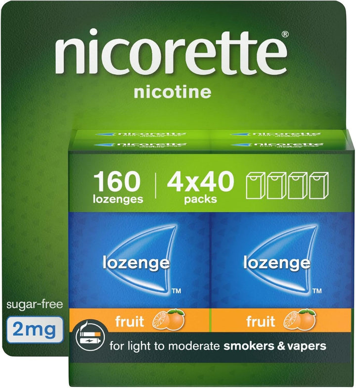Fruit 2Mg Lozenge, 160 Pieces (4 X 40 Packs), Effective and Discreet Stop Smoking and Stop Vaping Aid, Nicotine Lozenges with Dual-Layer Fruity Flavour Release (Quit Smoking or Vaping)