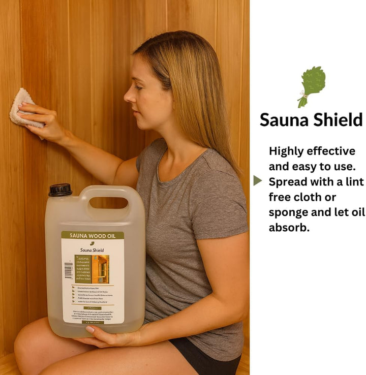 Sauna Wood Oil – 1.32 Gallons (5L / 169 Fl Oz) | Protects & Nourishes Sauna Wood | Solvent-Free, Unscented, Covers 600+ Sq Ft | for Traditional & Infrared Saunas
