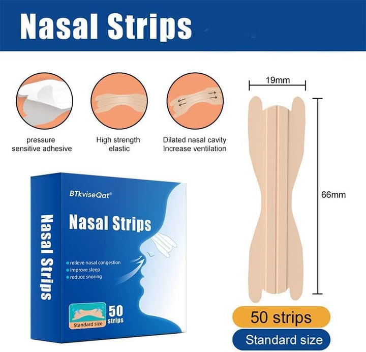 Nasal Strips 50 Pieces Nose Strips for Breathing anti Snoring Aids for Men and Women Nose Tape for Sleeping Stop Snoring Aids for Men Women Nose Breathing Strips Drug-Free anti Snoring Devices