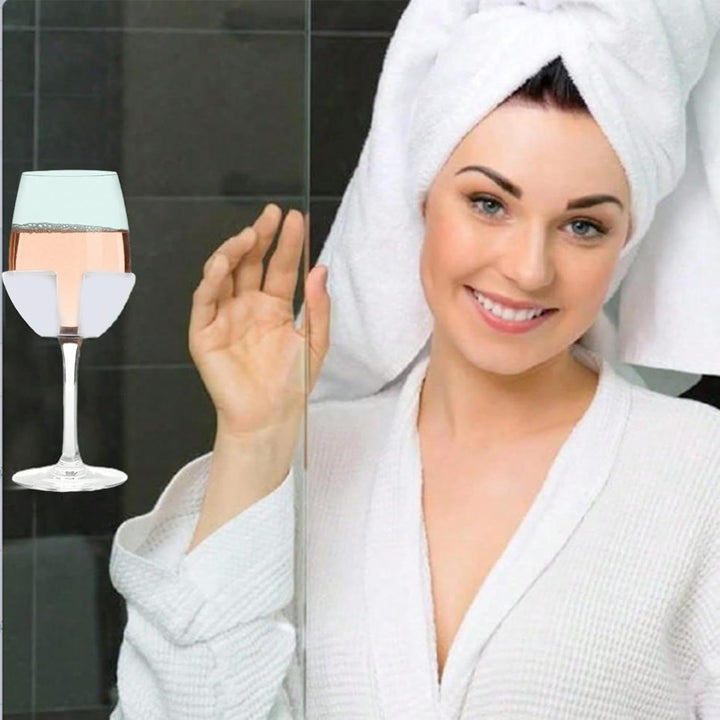 Wine Glass Holder for Shower, Hangable Cup Holder Bathtub Trays, anti Slip Wine Glass Holder, No Drill Hangable Shower Caddy for Bathroom