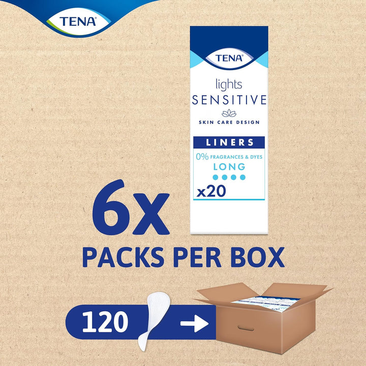 Lights Long Liner, 120 Incontinence Liners for Women with Sensitive Skin, Breathable and Unscented Liner for Light Bladder Weakness and Incontinence, 20 Count (Pack of 6)