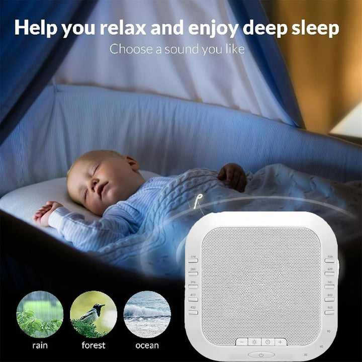 Ora Sound Machine Solfeggio Frequencies,28 Soothing Sounds,White Noise Sound Machine,3 Color Night Light/3 Timer Modes for Meditation,Sleeping,Yoga.