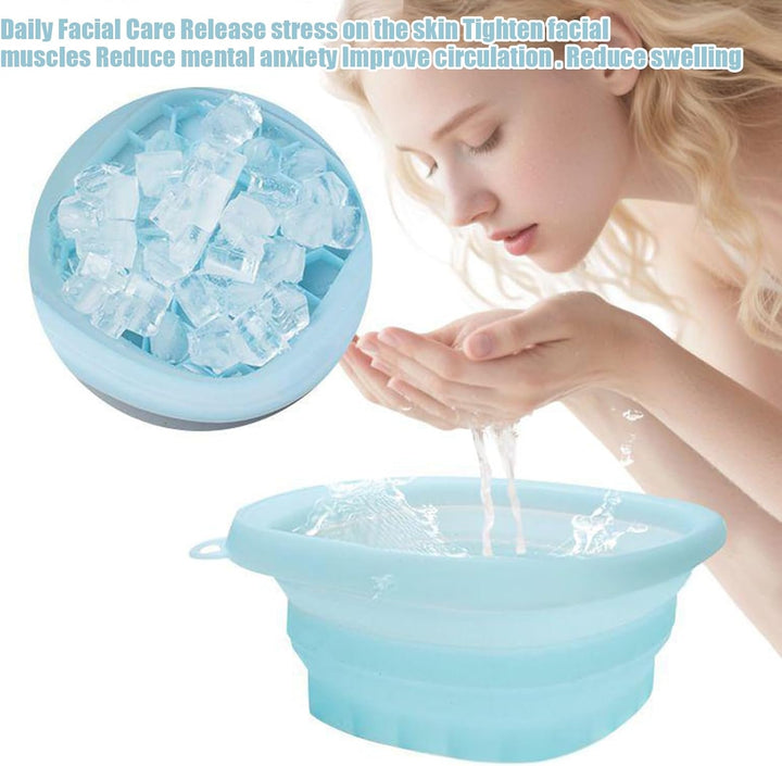 Ice Face Bowl, Silicone Facial Basin, 9.45X1.18 In, Foldable Cooling Washbowl, Skin Tightening Tool, Travel Bathroom Indoor Outdoor, Cold Compress Use for Hotel Home Trip Vacation Routine