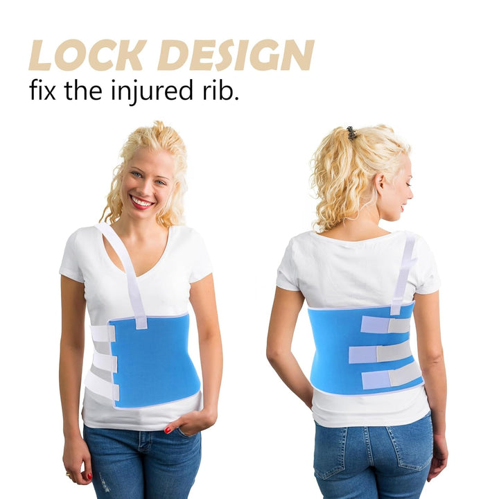 Broken Rib Brace Adjustable Rib Support Brace Chest Wrap Belt Rib Cage Protector for Cracked, Fractured or Dislocated Ribs Protection, M