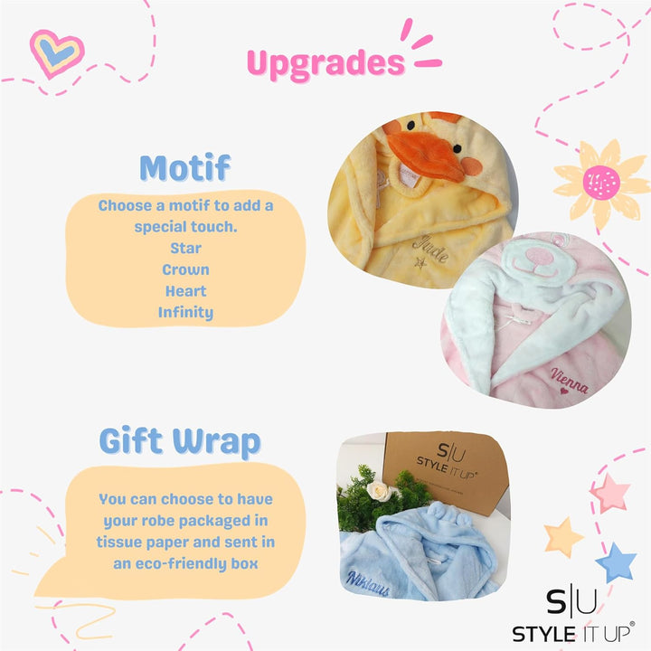 Personalised Baby Kids Girls Boys Matching Set Dressing Gown Plush Fleece Robe Soft Cosy Velvet Warm Embroidery Gift