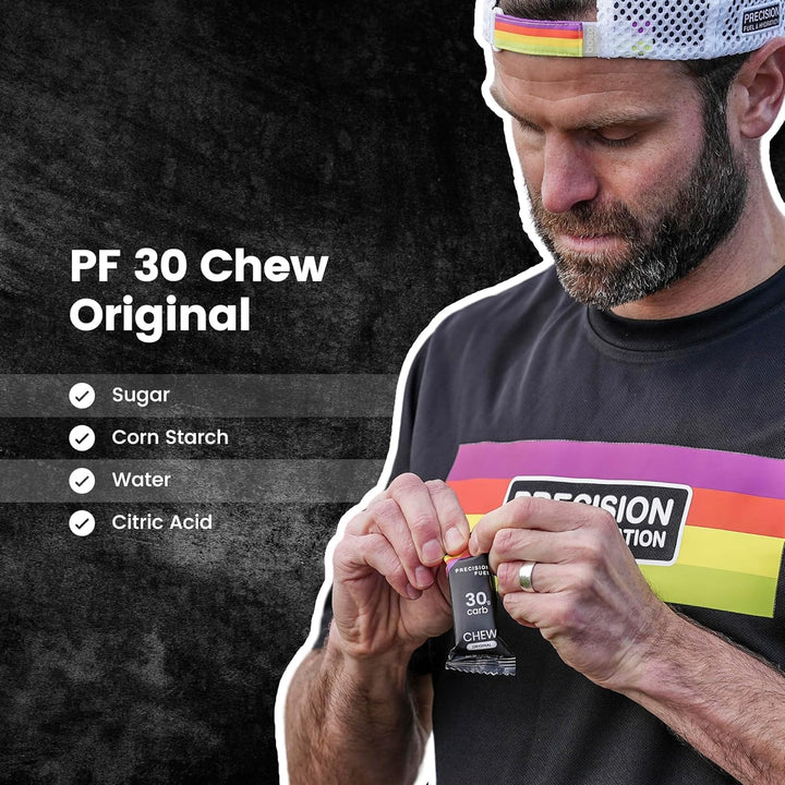 Precision Fuel 30 Energy Chews - High Carb,Lightweight Snack for Endurance Sports,30G Carbs per Serving,Ideal for Running & Cycling,No Artificial Ingredients - Original and Mint Lemon (4 X 34G Chews)