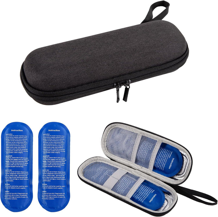 Insulin Cooler Travel Case,Small Medicine Cool Bag with 2 Ice Packs for Diabetic Needles Injection Pen Storage,Portable Monjaro Travel Case Medical Medication Insulated Box for Diabetes (Purple)
