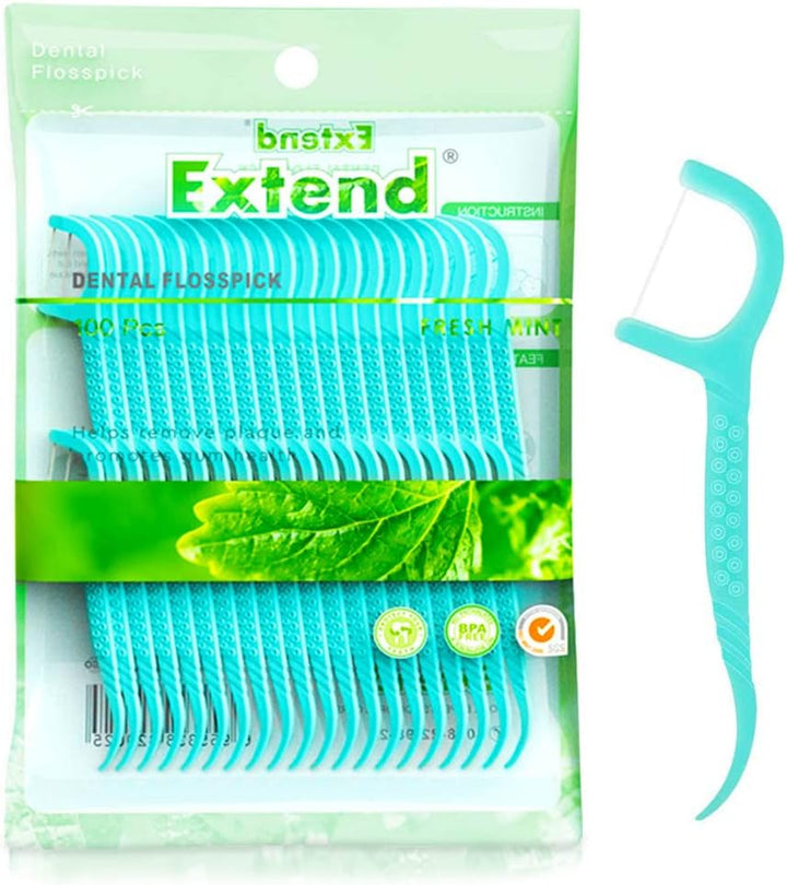 Dental Floss Picks,Dental Floss Sticks for Teeth Cleaning(100Pcs,Mint)