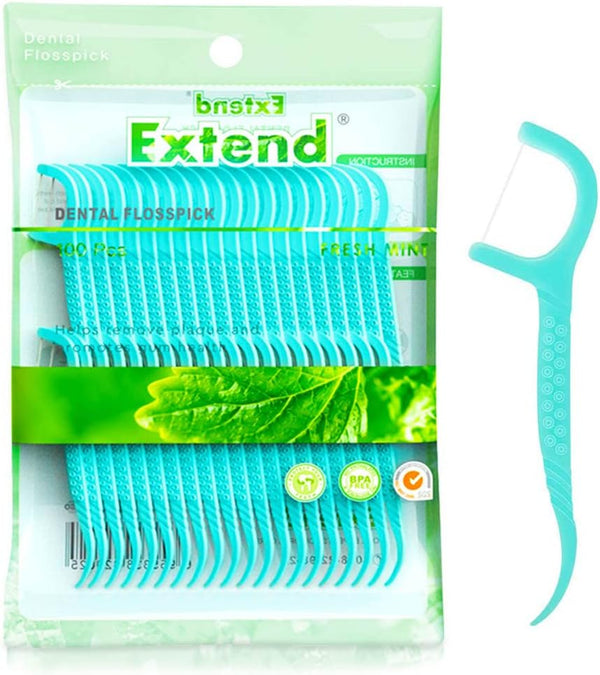 Dental Floss Picks,Dental Floss Sticks for Teeth Cleaning(100Pcs,Mint)