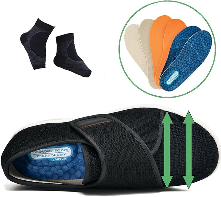 Mens Summer Hollow Mesh Breathable Orthopaedic Adjustable Diabetic Edema Shoes, Comfy Extra Wide Fit Surgery Arthritis Edema Recovery Shoe