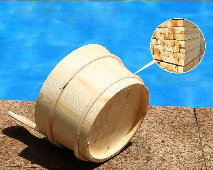 Wooden Bucket and Ladle Set 4L Capacity Water Bowl Barrel for Sauna Steam Accessories