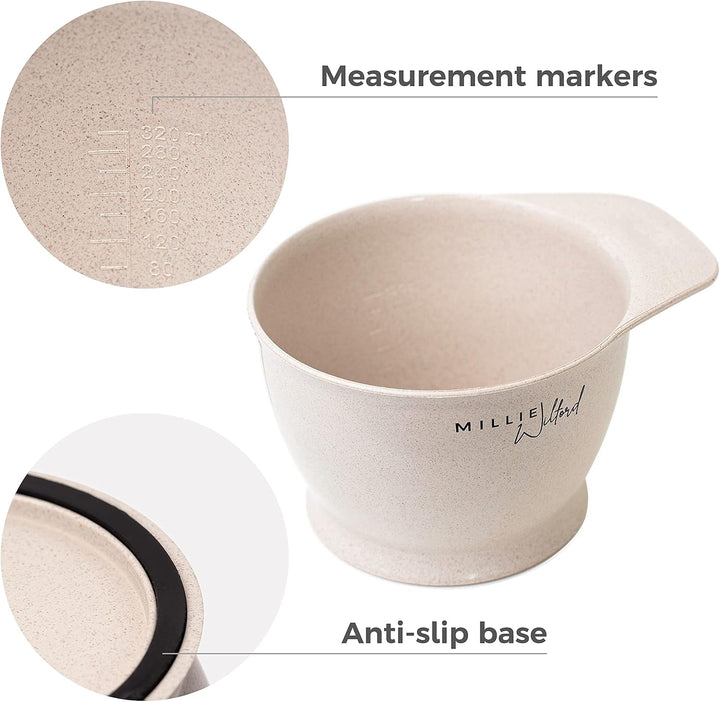 Hair Dye Bowl and Brush Set - Hair Colouring Tool Kit for Highlights, Tinting, Bleaching and Root Touch-Up at Home, Recycled Plant Fibre (5 Piece)