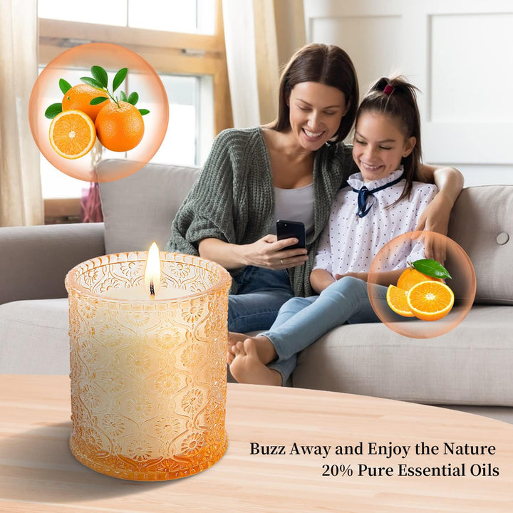 Orange Scented Candle, Refreshing Aromatherapy Home Scented, Natural Soy Wax Candles with Long Clean Burning, Gift Surprise for Yoga, SPA, Christmas, Birthday, Mother'S Day