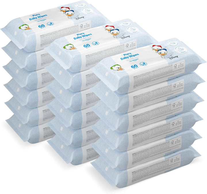 Disney Baby Wipes, 99% Water, 720 Wipes, Unscented, 12 Pack of 60, (Previously a Mama Bear Brand, Same Product)