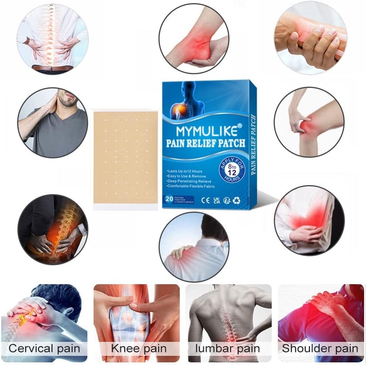 20Pcs Pain Relief Patches, Heat Patches for Pain Relief Fast-Acting Patches Long Lasting Relief of Pains for Knee, Back, Neck, Shoulder Pain and Muscle Soreness Knee Pain Relief Patch