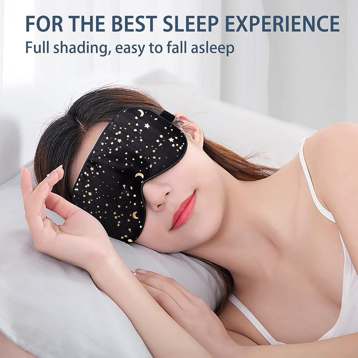 100% Silk Sleep Mask with Adjustable Strap,Comfortable and Super Soft Eye Mask Ultimate Sleeping Aid,Blindford Golden Moon
