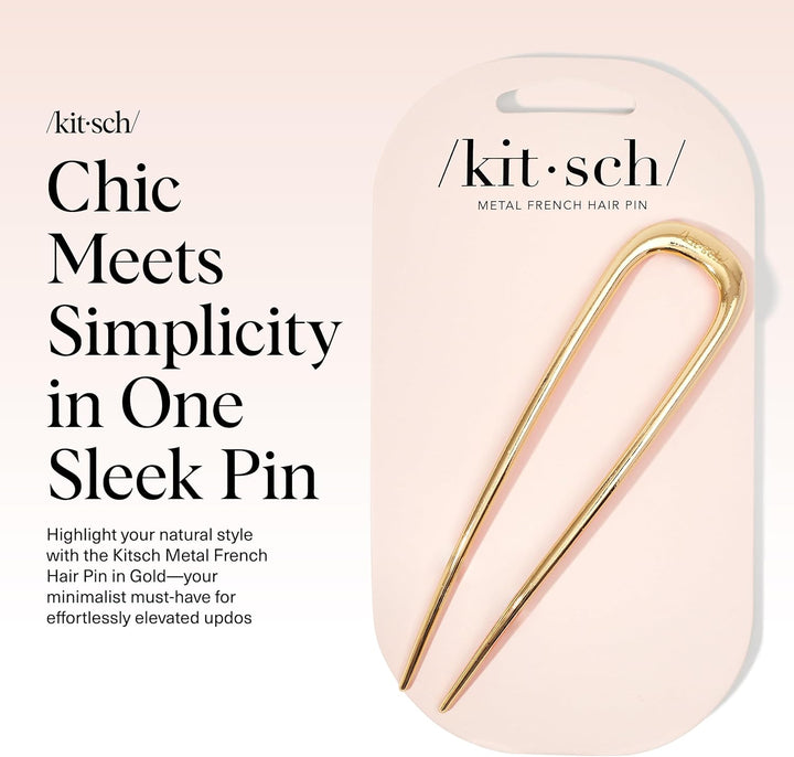 French Hair Pins for Women – Elegant & Durable Metal Hair Fork for Updos, Bun & Twist Hairstyles, Secure Hold All Day, Comfortable Fit | Ideal Gifts for Women- Gold, 1Pc