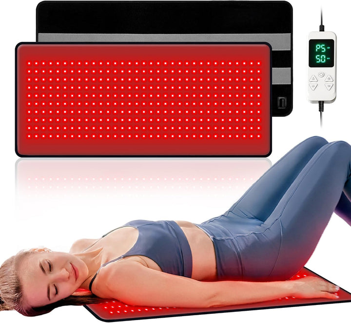 2025 New Portable Red Light Therapy Belt for Body Pain Relief, 24" X 12" Medical-Grade TPU, Dual Wavelength near Infrared Red Light Pad for Face and Body (Black)