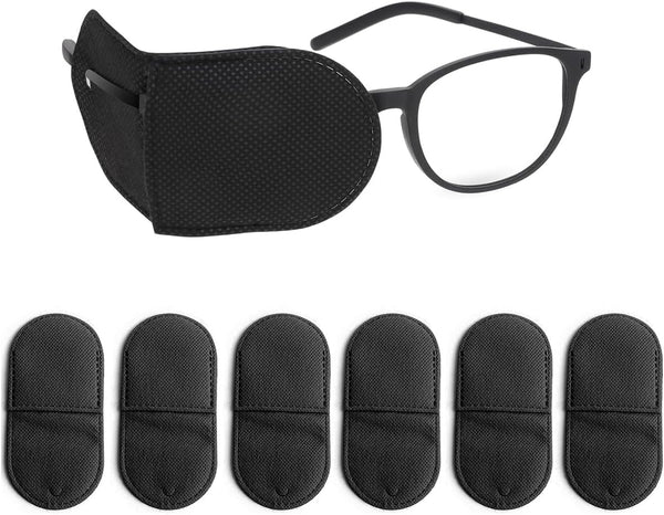 Eye Patches for Glasses - 6Pcs Non-Woven Fabric Large Size Eye Patch,Eyepatch for Glasses Treat Lazy Eye Amblyopia Strabismus for Left & Right Eyes,Professional Medical Eye Patches (Black)