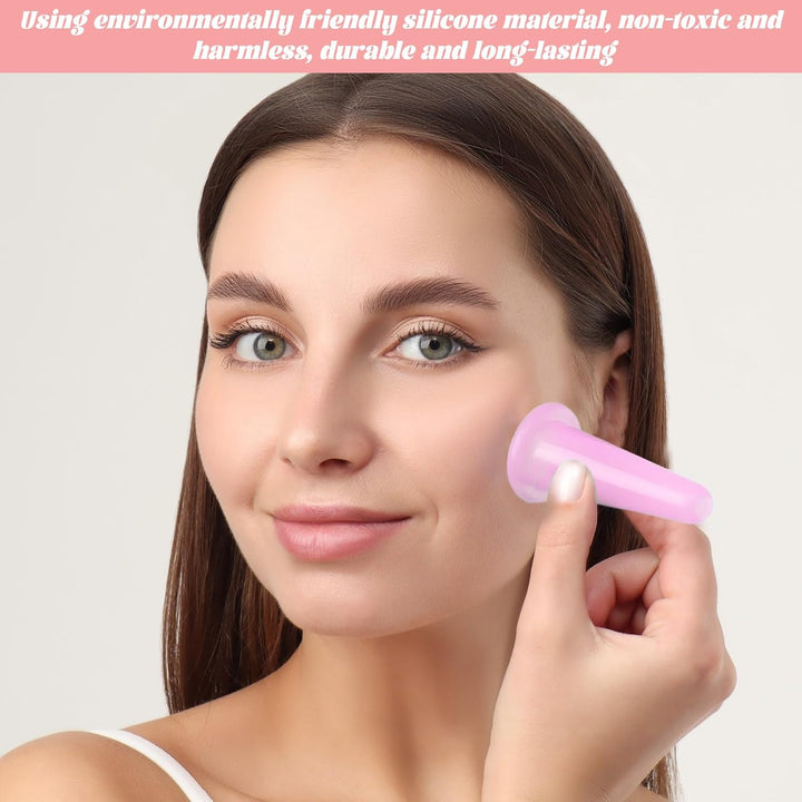 4PCS Facial Cupping Set,Silicone Cupping Therapy Set Vacuum Cup Kit,Facial Cupping Set for Face, Natural Facial Massage Cup for Face, Body, Neck, Back, Eye Massage, Facial Care, Anti-Aging Beauty Tool