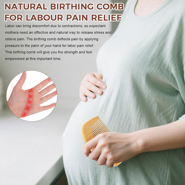 Birthing Comb for Labour Pain Relief & Hair Comb, Natural Wooden Birth Comb Postpartum Essentials, Hospital Bag Essential for Pregnant Women, Thoughtful Gift for Mum