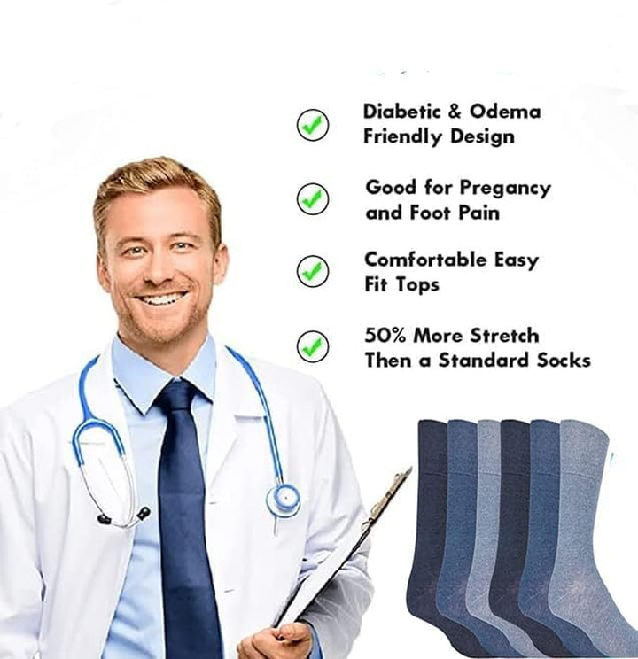 Diabetic Sock for Woman- Non Elastic Wide Honey Comb Top Soft Cuff Ankle Wide Grip Odema Friendly Non Binding Circulatory for Swollen Feet Legs Size 4-7
