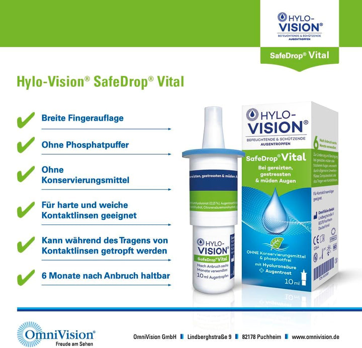 Hylo-Vision Safedrop Vital Eye Drops 10Ml