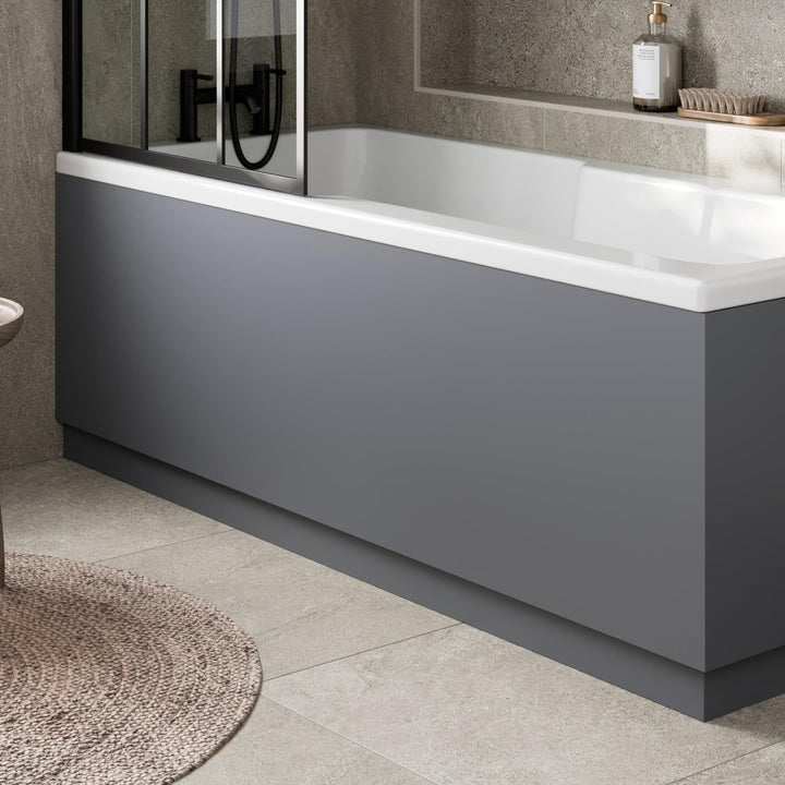 ® Modern 700Mm End MDF Bath Panel 18Mm Wooden Panels for Bathroom Baths Soaking Tubs, Adjustable Plinth, Easy to Cut, Grey Gloss