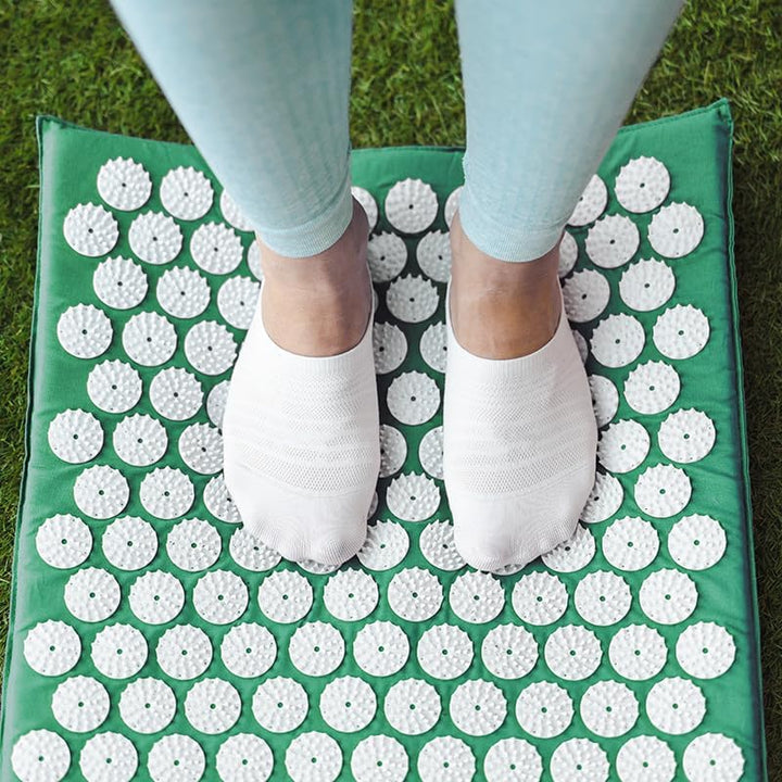 Acupressure Mat (Green) Massage Acupuncture Spikey Nail Spike Shakti Mat UK Shiatsu Back Pain Meditation Wellbeing Stress Relief Relaxation Pressure Point Sleep Aids for Adults