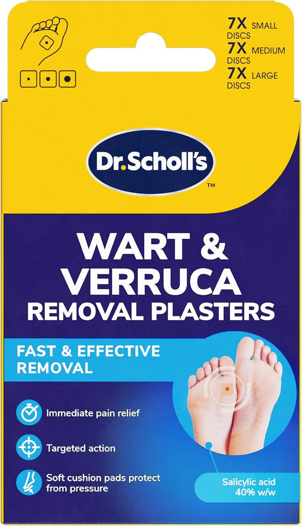 Wart and Verruca Removal Plasters, Pack of 21, Fast and Effective Verruca Treatment and Wart Remover, Immediate Pain Relief, Washproof Plasters