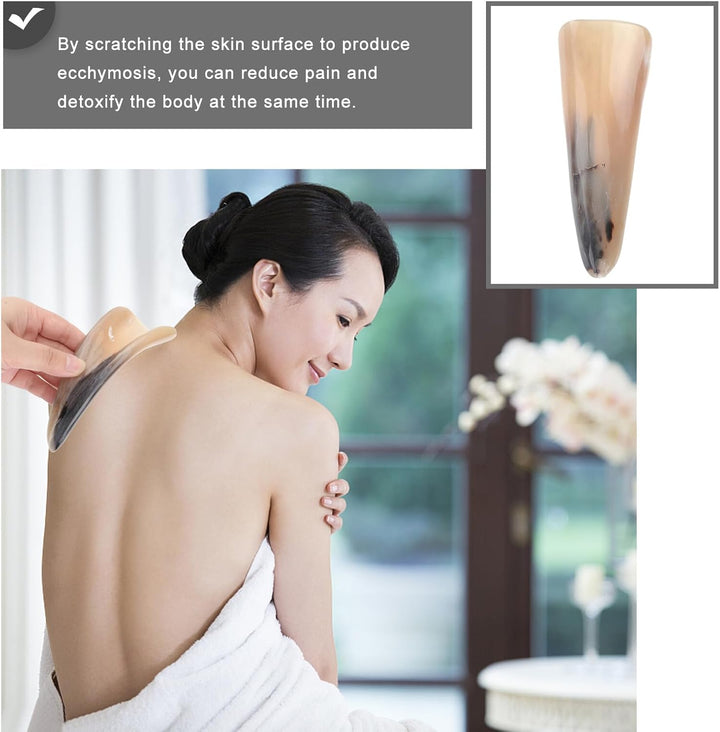 Natural Thickened Buffalo Horn Guasha Board Ergonomic Scraping Massage Tool for Body and Face Relief Portable Gua Sha Plate with Smooth Polished Surface