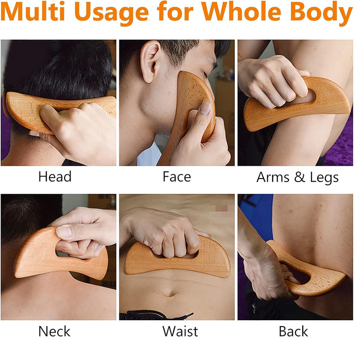 Lymphatic Drainage Massager, Wooden Gua Sha Tool, Manual Massage Scraper for anti Cellulite and Relieve Muscle Fatigue, Body Gua Sha Paddle