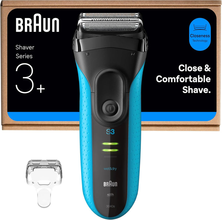 Series 3 Proskin Electric Shaver, Rechargeable and Cordless Wet & Dry Electric Razor for Men with Pop up Precision Trimmer, 3040Si, Black/Blue