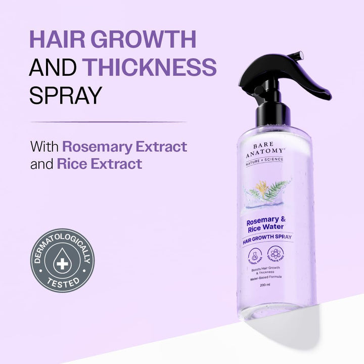 Nature X Science Rosemary Water Spray for Hair Growth & Hair Thickness with Rice Water |100% Natural Extract | Soft & Smooth Hair| Controls Hairfall| Non-Greasy & Fast Absorbing | 200 Ml