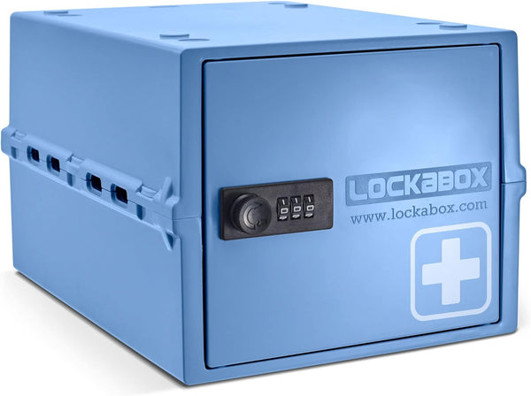 One™ | Premium Lockable Medicine Box (10L) | Lightweight & Hygienic Medicine Lock Box | Made in Britain | External Size 31 X 21 X 17 Cm (Medi Blue)