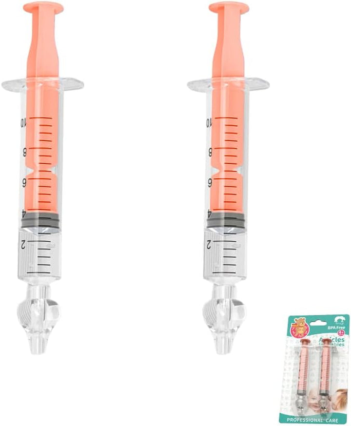 2Pcs Baby Nasal Aspirator, 10Ml Nasal Irrigator, Reusable Silicone Nasal Suction Tip, Nasal Irrigator for Baby, Nose Cleaner Rinsing Device, Safe and Comfortable