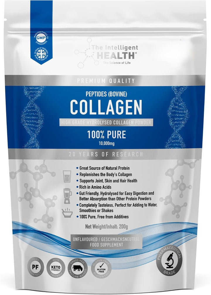 Collagen Powder 450G | Pure Hydrolysed Collagen Peptides Type I & III | 45 Servings, 10G Protein | Grass-Fed Bovine | for Women & Men | Unflavoured, Gluten Free, Keto & Paleo