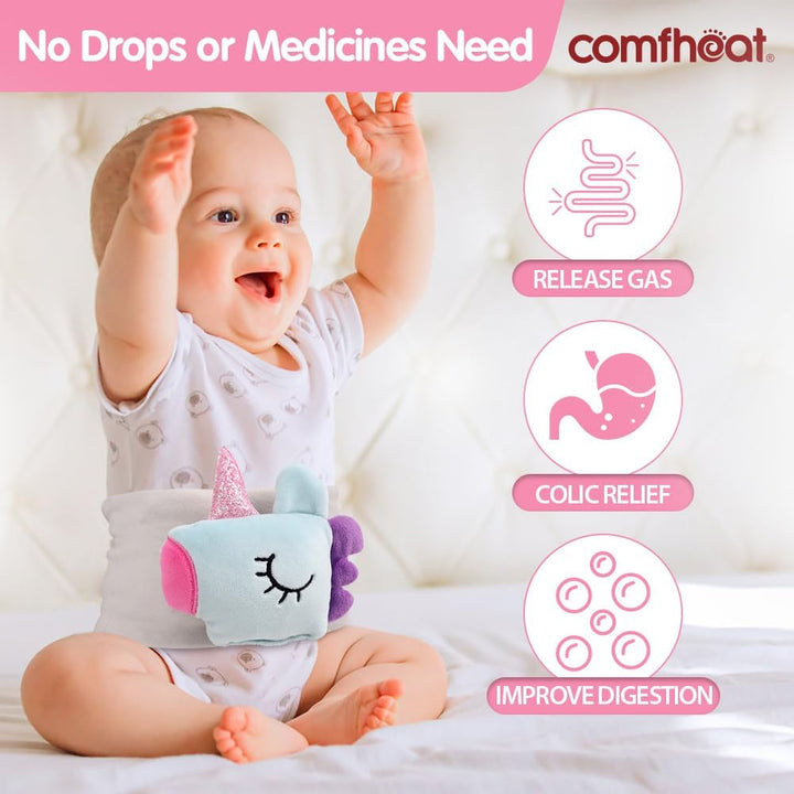 Colic Relief for Babies Belt, Flaxseed Heated Tummy Wrap, Baby Belly Wrap Swaddling Belt with Soothing Warmth, Natural Relief for Upset Stomach in Babies and Toddlers, 0-3 Years (Unicorn)