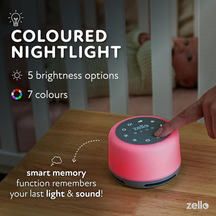 Award Winning Zello Original White Noise Machine Baby White Noise Sound Machine for Adults Kids Baby 30 Soothing Sounds 7 Colour Night Light Memory Function Rechargeable Sleep Timer Baby Sleep Aid