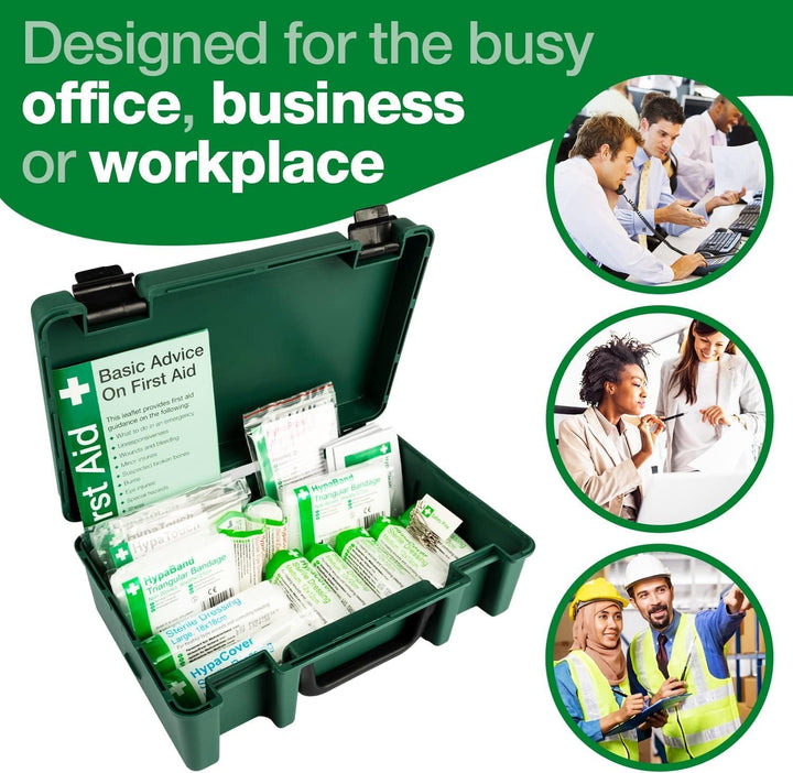 10 Person Workplace First Aid Kit, HSE Compliant & Fully Stocked, Compact Wall-Mountable Case, Ideal for Offices, Shops, Vehicles & Small Businesses, Meets UK Health & Safety Standards (1)
