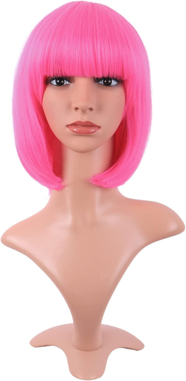 Natural Short Straight New Wigs Flat Bangs Wigs-Black-Ladies