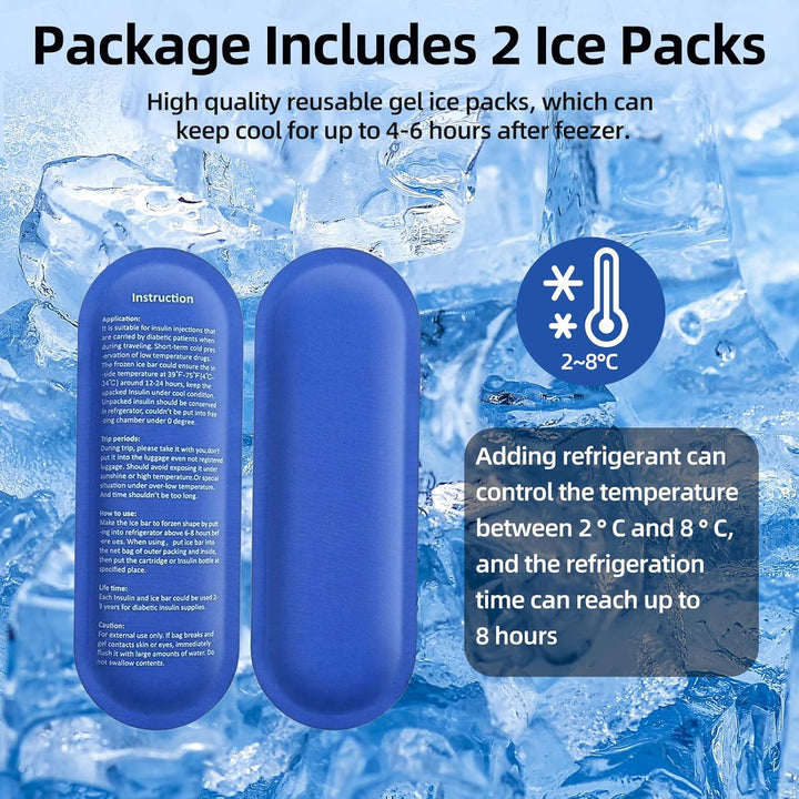 Insulin Cooler Travel Case, Diabetic Travel Case with 2 Nylon Ice Packs, Diabetic Supplies Insulin Pen Case, Portable Insulin Travail Case(Black)