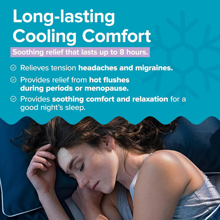 Cooling Forehead Patch for Hot Flashes, Menopause, Head Discomfort, Head Tension - Infused with Basil & Rosemary - Designed Specifically for Hot Flashes